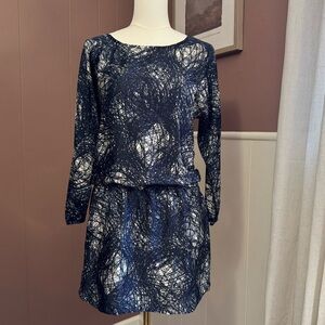 Adriano Goldschmied Satin Abstract Long Sleeve Mini Dress